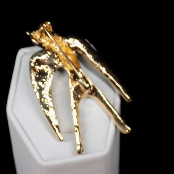 Vintage Swallow Bird Pin Brooch Enamel Clear Rhinestones Gold-tone Multicolor - Picture 3 of 5